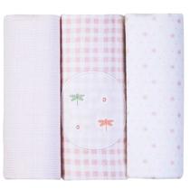 Cueiro Manta Flanelada Bordados Infantil Bebê Kit 3 Unidades 80 x 80cm - Papi