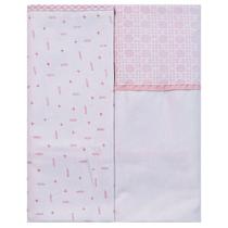 Cueiro Manta Flanelada Com Viés e Festonê 79x80 02 Unidades Baby Incomfral Baby Joy Cor:Palha Rosa - Incomfral / Baby Joy