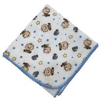 Cueiro Manta Flanelado Cebolinha 75x75cm Com Croche