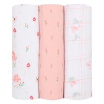 Cueiro Manta Flanelado Composê 100% Algodão 80x80cm Kit Com 3 Unidades Papi Baby