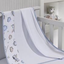 Cueiro Simples Tecebem Baby Kim Malha 100% Algodão Estampado kinder 80cmx90cm Azul