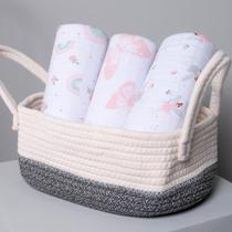 Cueiro Swaddle Bebê Papi Soft 100% Algodão 80Cm X 80Cm C/3 Unidades Arco de Flores
