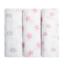 Cueiro Swaddle Bebê Papi Soft 100% Algodão Estampado 80Cm X 80Cm C/3 Unidades