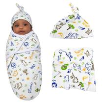 Cueiro Swaddle Charutinho Algodão Ajuste Auto-colante Safari - G