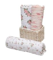 Cueiro Swaddle Estampado Com 3 Pçs Floral 1,20m X 1,20m Papi Cueiro Swaddle Estampado Com 3 Pçs Floral 1,20m X 1,20m Papi