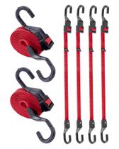 Cuerdas elásticas ajustables LuckyStraps 60 cm con ganchos, 6 unidades, color rojo Cuerdas elásticas ajustables LuckyStraps 60 cm con ganchos, 6 unidades, color rojo