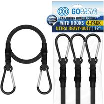Cuerdas Elásticas GOEASY0312 con Ganchos de Mosquetón 12" - Paquete de 4, Capacidad 90 kg