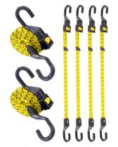 Cuerdas elásticas planas ajustables LuckyStraps 30 cm 6 unidades Negro/Amarillo Cuerdas elásticas planas ajustables LuckyStraps 30 cm 6 unidades Negro/Amarillo