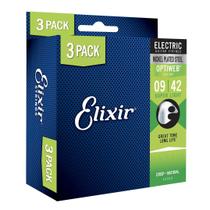 Cuerdas para Guitarra Eléctrica Elixir 9-42 Súper Ligeras Paquete de 3