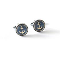 Cuff Links, âncora elegante para homens, design esmaltado com tom dourado Cuff Links, âncora elegante para homens, design esmaltado com tom dourado