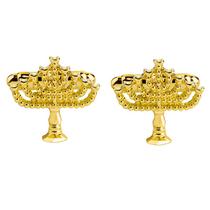 Cuff Links Crown Design em liga de zinco banhada a ouro para homens