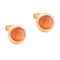 Cuff Links de luxo banhados a ouro com pedra olho de gato para homens