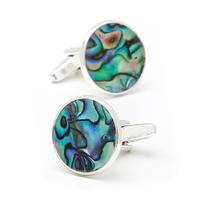Cuff Links de luxo banhados a prata com incrustação de concha de abalone Cuff Links de luxo banhados a prata com incrustação de concha de abalone