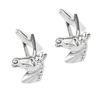 Cuff Links Horse Head para homens em cobre banhado a prata