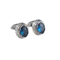 Cuff Links Pedra preciosa azul vintage para homens em cobre Cuff Links Pedra preciosa azul vintage para homens em cobre
