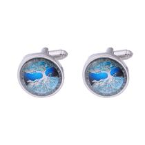 Cuff Links Wave Art para homens Blue Ocean Design Alloy 1,8 cm Cuff Links Wave Art para homens Blue Ocean Design Alloy 1,8 cm