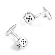 Cufflinks Abotoaduras de dados masculinas em cobre banhado a prata Cufflinks Abotoaduras de dados masculinas em cobre banhado a prata