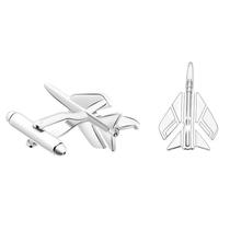 Cufflinks Aviation Fighter Jet para homens em tom prateado Cufflinks Aviation Fighter Jet para homens em tom prateado