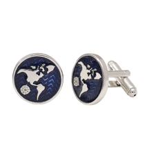 Cufflinks Blue World Map Design para homens Alloy 12g
