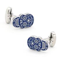 Cufflinks Creative Blue Skull para homens Elegant Copper Mater