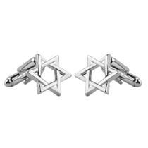 Cufflinks Creative Star of David para homens em liga de prata Cufflinks Creative Star of David para homens em liga de prata