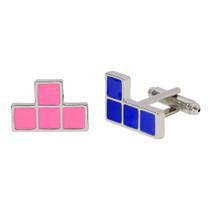 Cufflinks Creative Tetris Block para homens colorido rosa