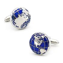 Cufflinks, design de mapa mundial para homens, globo azul clássico Cufflinks, design de mapa mundial para homens, globo azul clássico