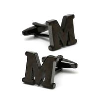 Cufflinks Elegant Black Stainless Steel M Letter para homens Cufflinks Elegant Black Stainless Steel M Letter para homens