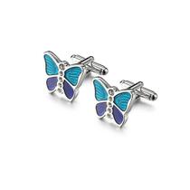 Cufflinks Elegant Butterfly para homens, esmalte azul e roxo Cufflinks Elegant Butterfly para homens, esmalte azul e roxo