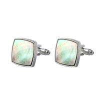 Cufflinks, elegante concha quadrada de abalone para homens, liga leve Cufflinks, elegante concha quadrada de abalone para homens, liga leve