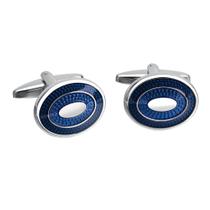 Cufflinks em formato oval de esmalte azul para homens