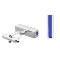 Cufflinks, esmalte azul para homens, design retangular elegante Cufflinks, esmalte azul para homens, design retangular elegante