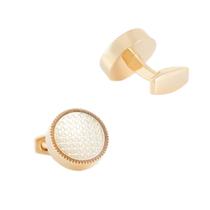 Cufflinks, esmalte redondo banhado a ouro de luxo para homens Cufflinks, esmalte redondo banhado a ouro de luxo para homens