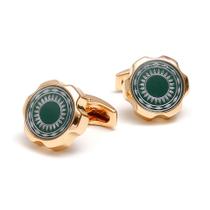 Cufflinks Generic Gear Pattern, esmalte verde, liga banhada a ouro Cufflinks Generic Gear Pattern, esmalte verde, liga banhada a ouro