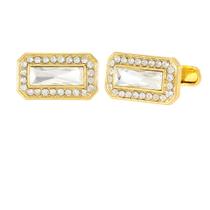 Cufflinks Gold Square Crystal para homens com zircônia transparente Cufflinks Gold Square Crystal para homens com zircônia transparente