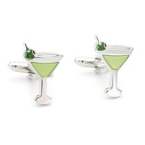 Cufflinks Green Martini Cocktail Champagne para homens