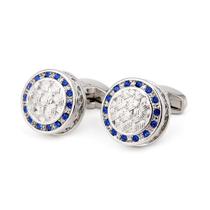 Cufflinks, luxuoso, azul, strass, prata para homens Cufflinks, luxuoso, azul, strass, prata para homens