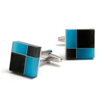 Cufflinks, luxuoso, design quadrado masculino, preto e azul C Cufflinks, luxuoso, design quadrado masculino, preto e azul C