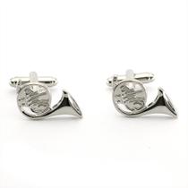 Cufflinks Music Instrument Silver Horn Design para homens Cufflinks Music Instrument Silver Horn Design para homens