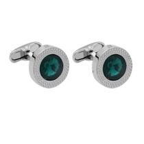 Cufflinks Pedra preciosa verde elegante para homens banhada a prata Cufflinks Pedra preciosa verde elegante para homens banhada a prata