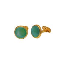 Cufflinks, pedra verde elegante para homens, design redondo