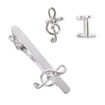 Cufflinks Silver Musical Note Treble Clave para homens