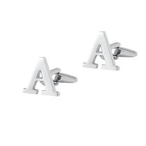 Cufflinks Sleek Silver Letter A para homens - Glossy Metallic Cufflinks Sleek Silver Letter A para homens - Glossy Metallic