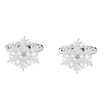 Cufflinks Snowflake em liga prateada com detalhes em cristal Cufflinks Snowflake em liga prateada com detalhes em cristal
