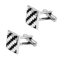 Cufflinks Square Black Wavy Esmalte para homens em cobre Cufflinks Square Black Wavy Esmalte para homens em cobre