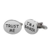 Cufflinks Trust Me & I'm A Banker para homens, elegantes