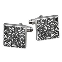 Cufflinks vintage quadrados para homens com padrão retrô de cobre