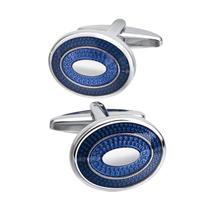 Cufflinks Wokex Classic Business Oval, esmalte azul para homens