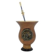 Cuia Chimarrao Conjunto Com Bomba Luxo Tradicional Cavalo