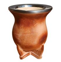 Cuia Chimarrão Uruguaia Material Animal Legítimo com Suporte e Bocal Aberto Marrom